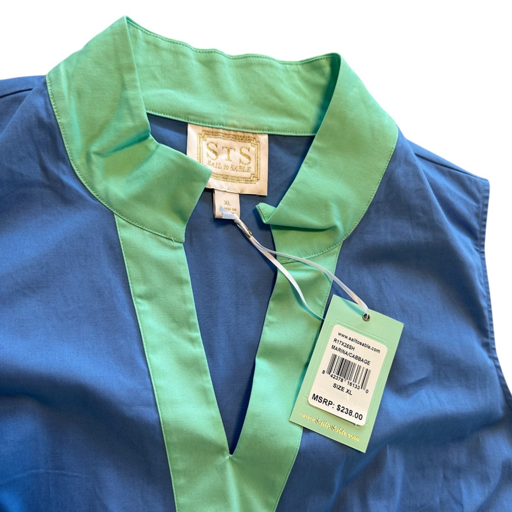 Sail to Sable Blue Mint Colorblock Sleeveless Shift Dress NWT XL Preppy Summer - Picture 4 of 10